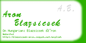 aron blazsicsek business card